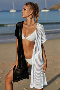Two-Tone Side Slit Open Front Cover Up